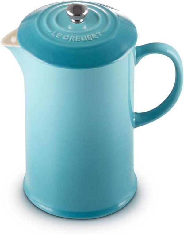 Le Creuset Stoneware French Press review Caribbean color for premium coffee lovers
