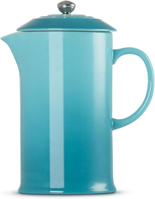 Le Creuset Stoneware French Press review Caribbean color for premium coffee lovers