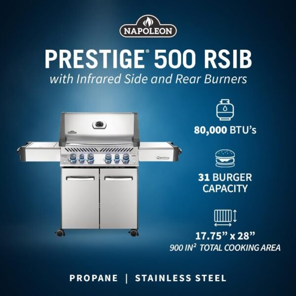 Napoleon Prestige 500 Propane Gas Grill review powerful burners and premium stainless steel design