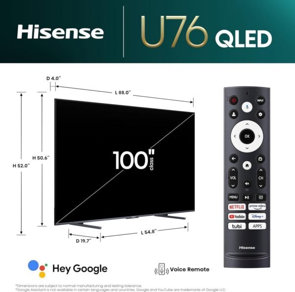 Hisense 100U76N 100-Inch ULED QLED TV review with 144Hz and Dolby Vision