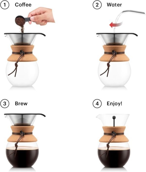 Bodum Pour Over Coffee Maker Review High-Quality Brew with Reusable Stainless Steel Filter