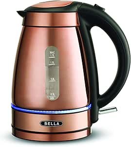 61qhfddFaGL.__AC_SX300_SY300_QL70_ML2_ BELLA Electric Tea Kettle Copper Chrome review sleek design and efficient performance