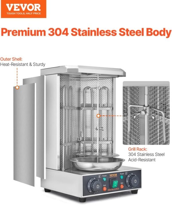 VEVOR Shawarma Grill Machine Review Stainless Steel Rotisserie for Home and Commercial Use