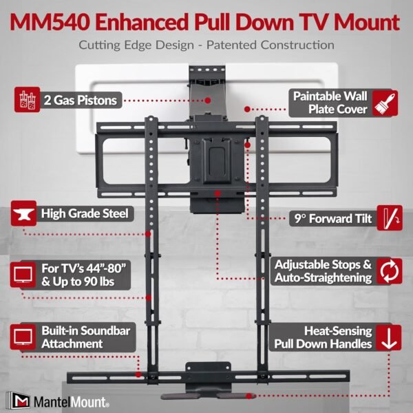 MantelMount MM540 TV Mount Review Full Motion Pull Down for 40-80 Inch Screens